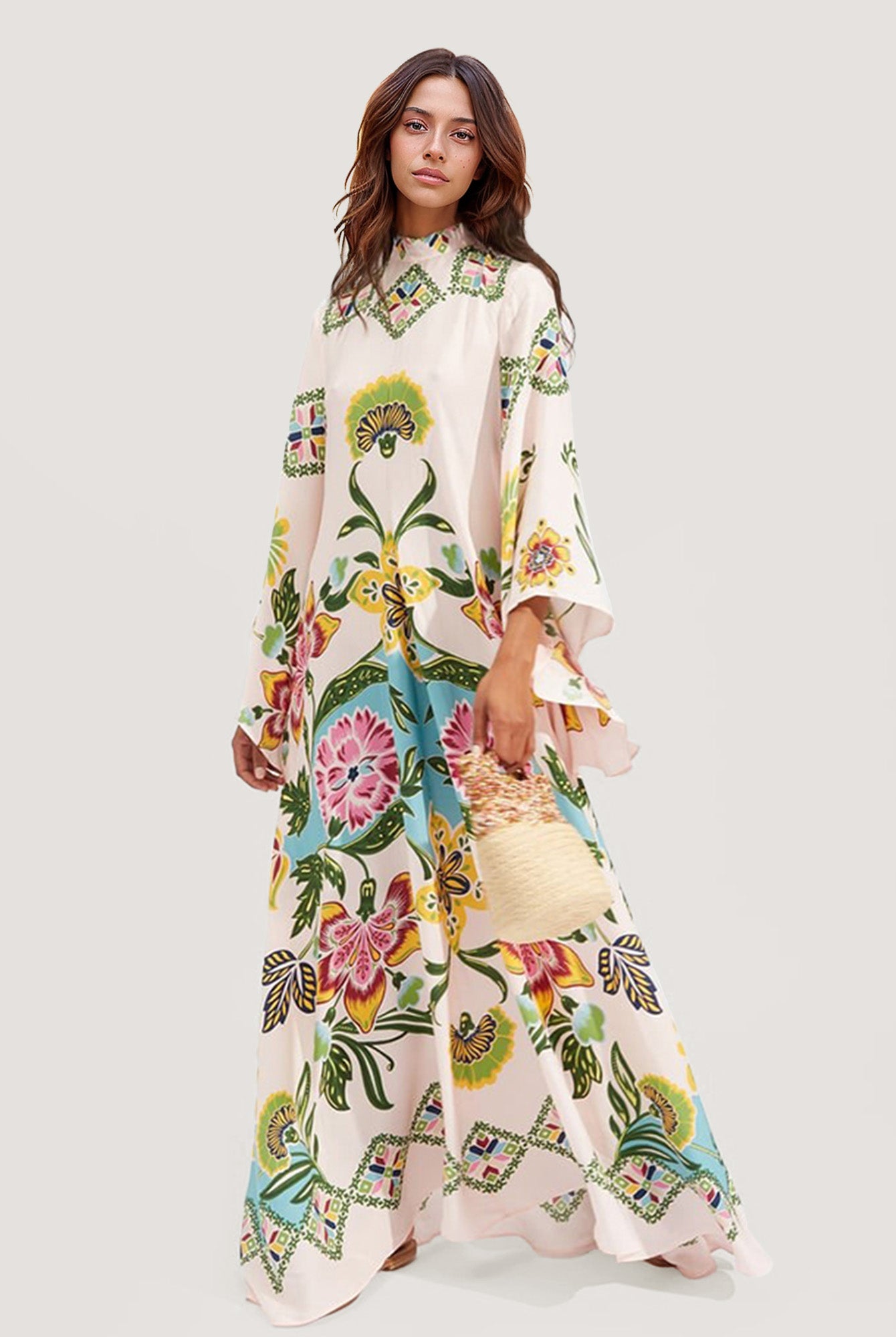 Floral Print Bohemian Long Sleeve Maxi Dress1