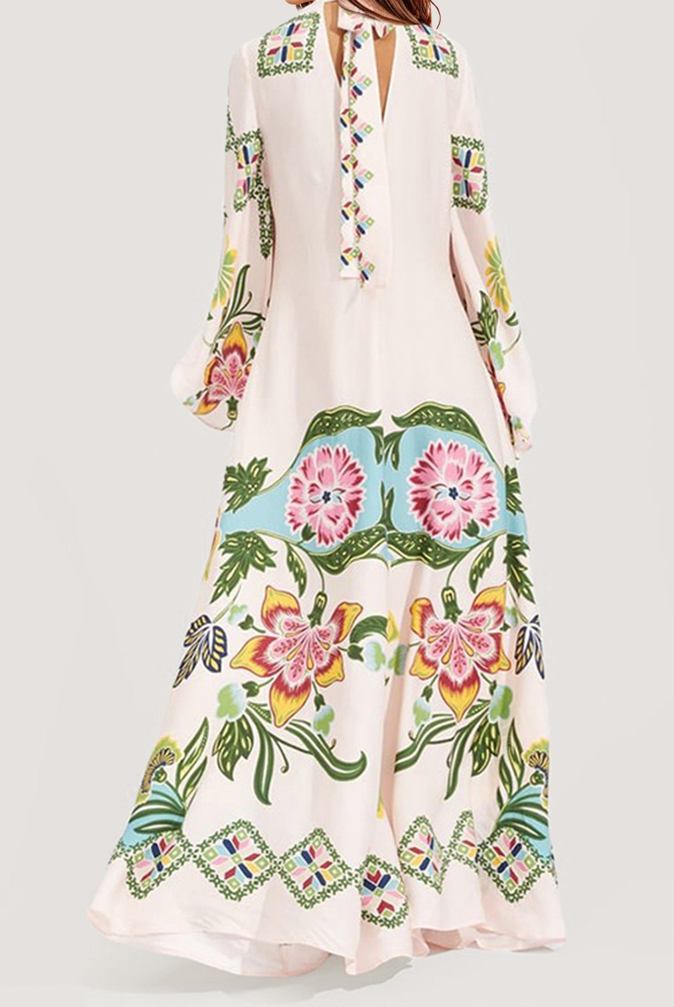 Floral Print Bohemian Long Sleeve Maxi Dress2