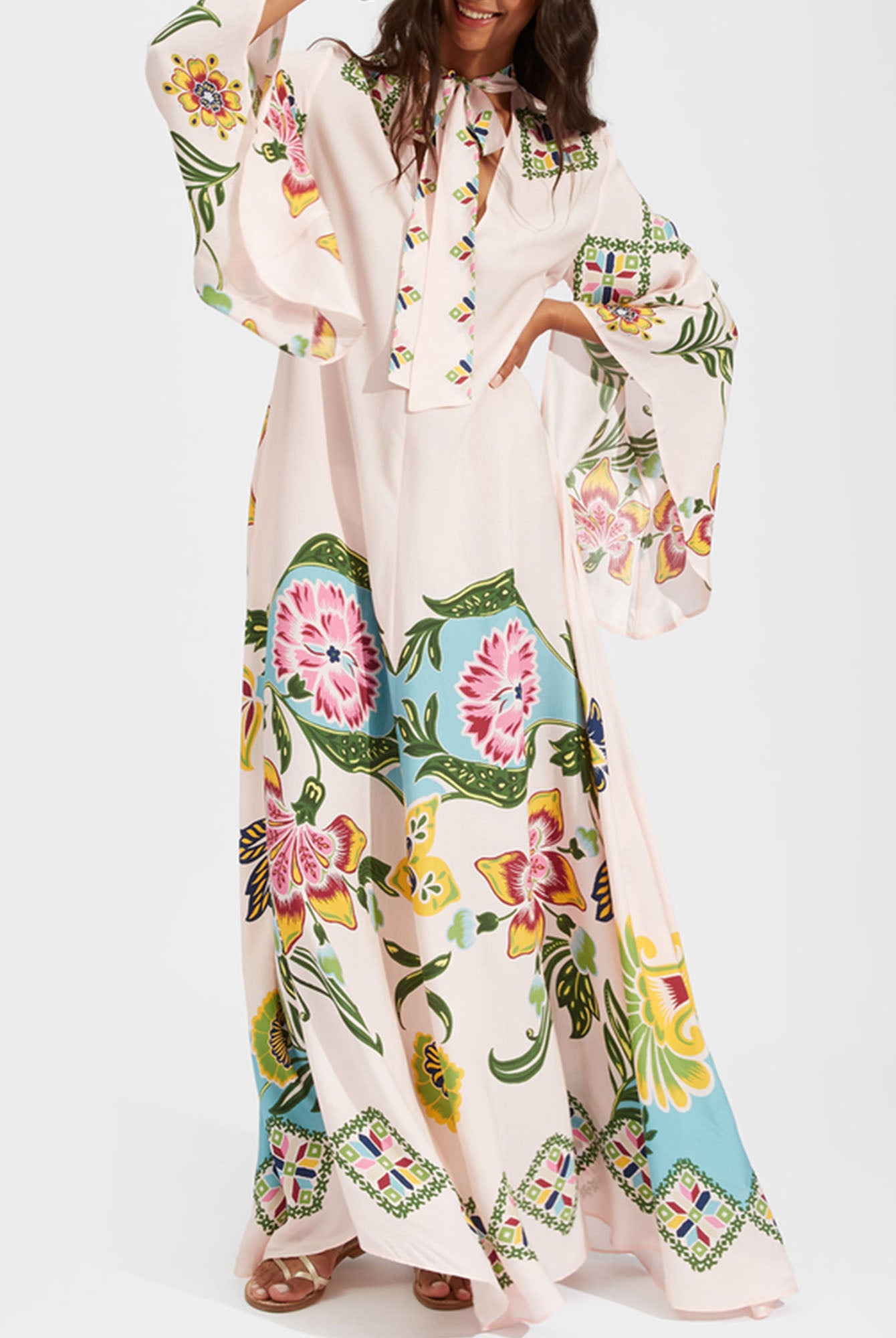 Floral Print Bohemian Long Sleeve Maxi Dress3