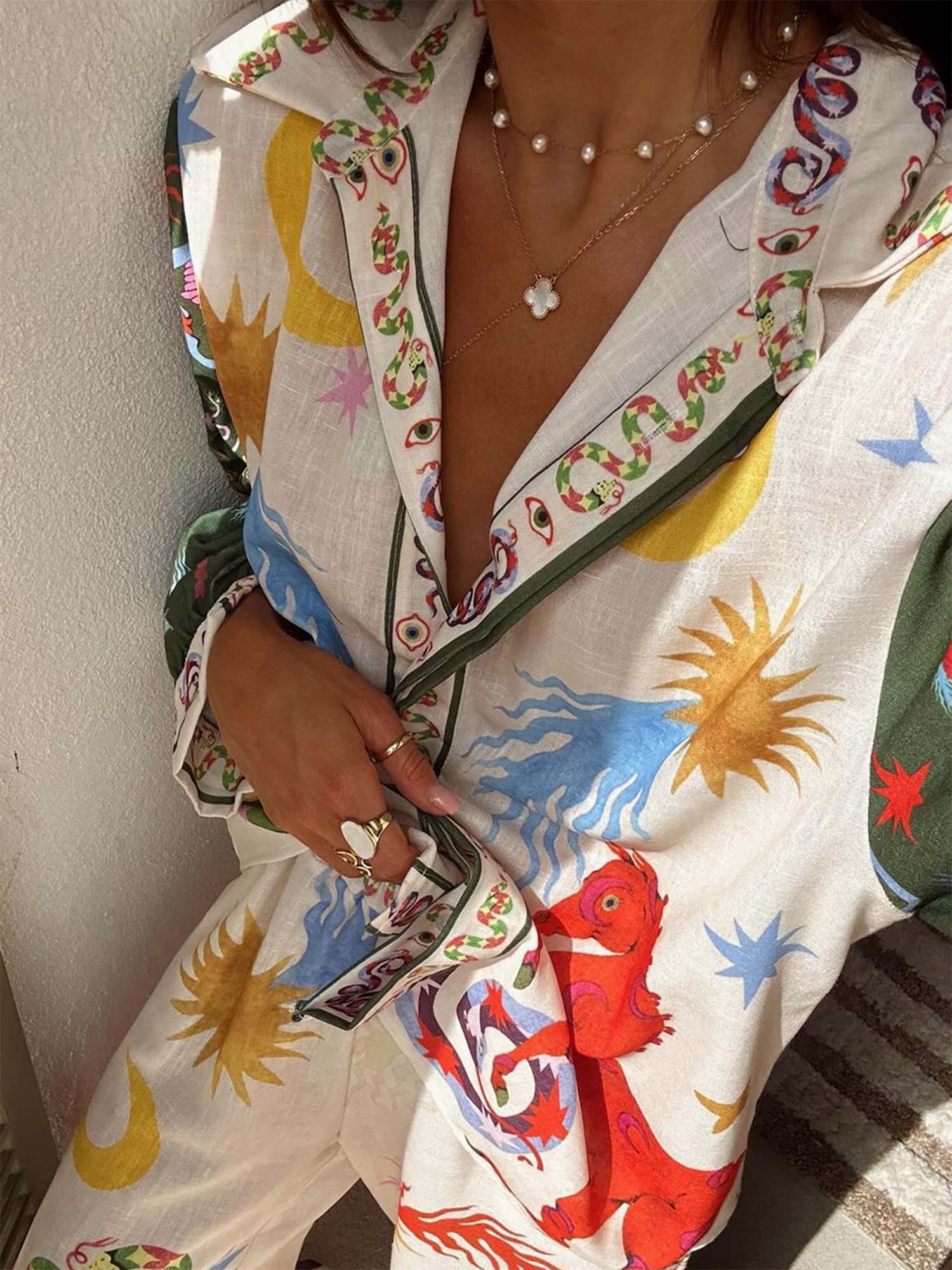 Tropical Graphic Print Two-Piece Set2