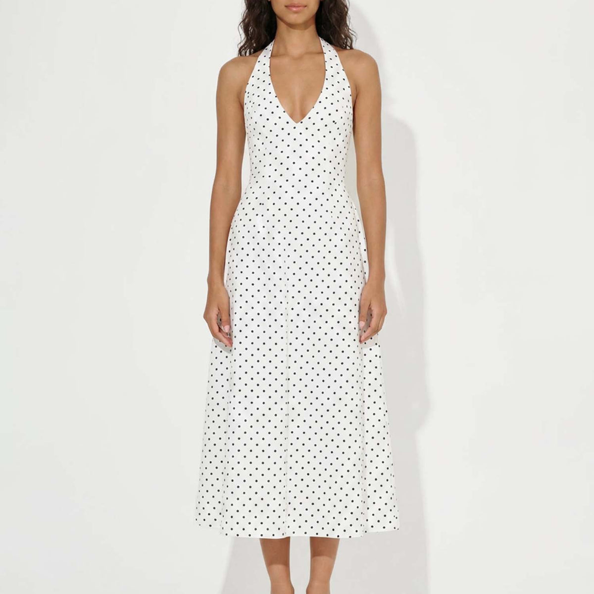 White Polka Dot Halter Maxi Dress – Dantўўase