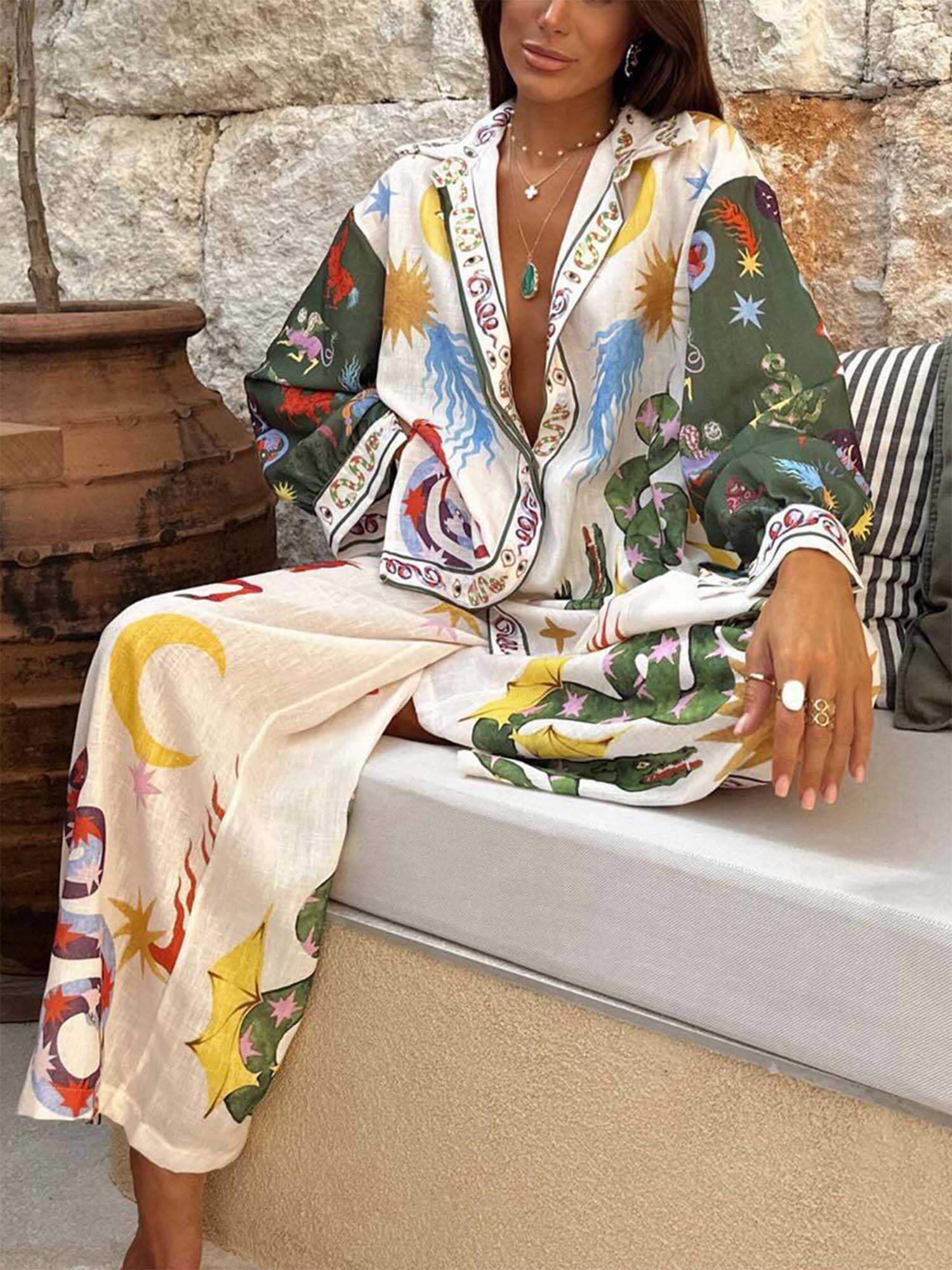 Tropical Graphic Print Two-Piece Set1