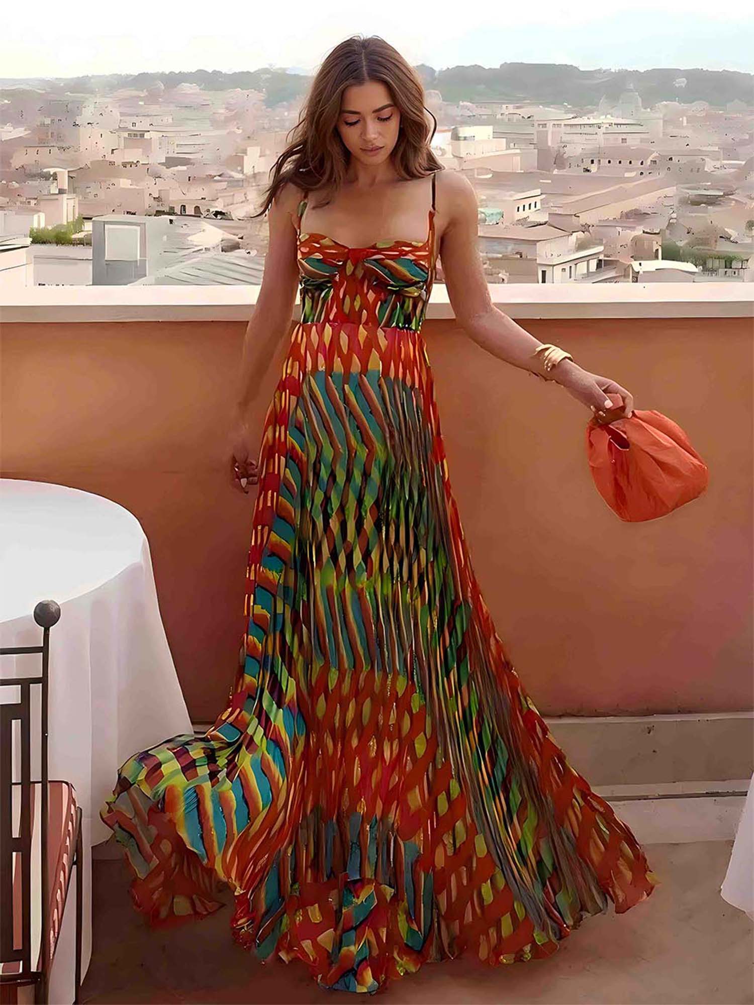 Boho Vibrant Striped Maxi Dress – Dantўўase