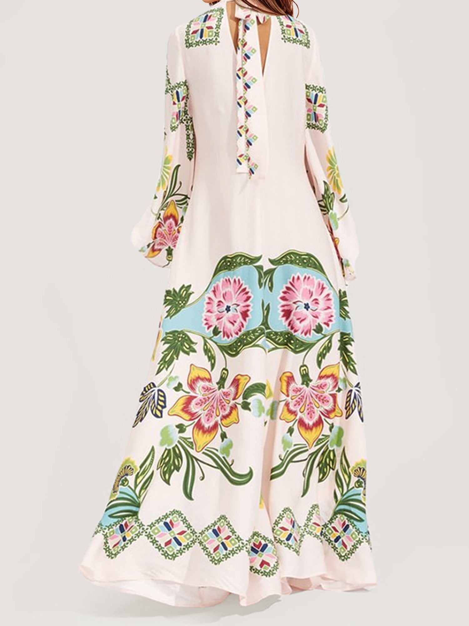 Floral Print Bohemian Long Sleeve Maxi Dress2