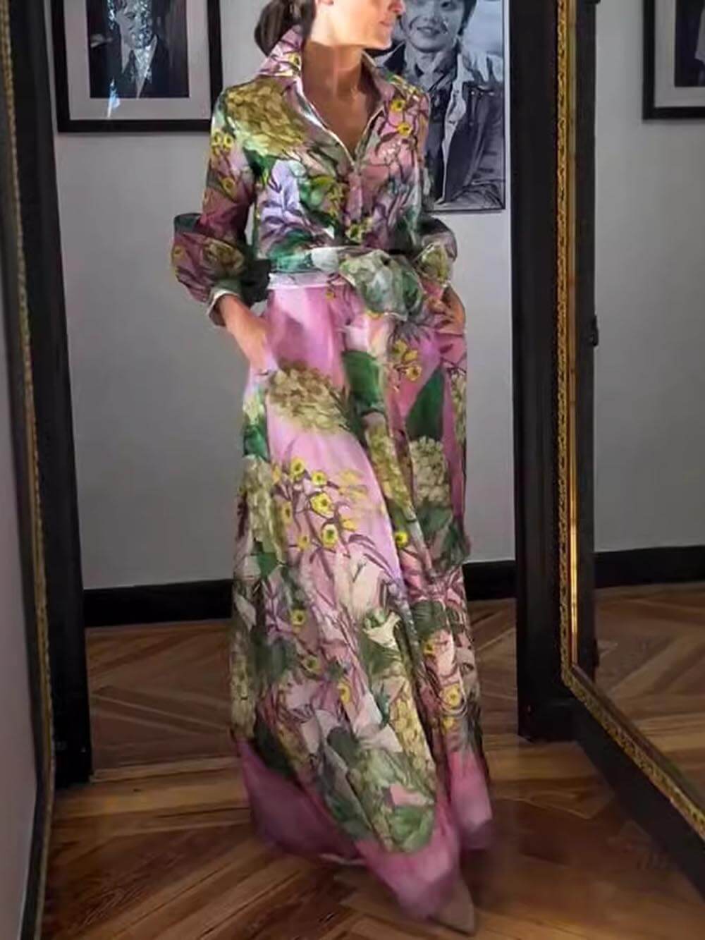 Vibrant Floral Breeze Shirt Dresses Pink Shirt
